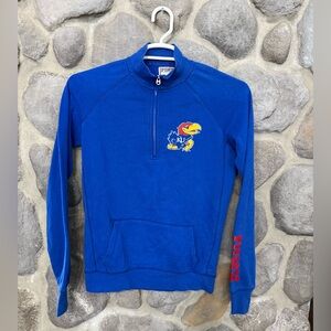 Victoria’s Secret PINK KU Jayhawks Quarter Zip Sweatshirt Size Small Kansas